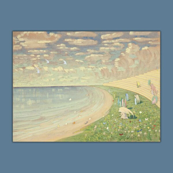 Šilkinė skarelė su M. K. Čiurlionio paveikslu Angelėliai