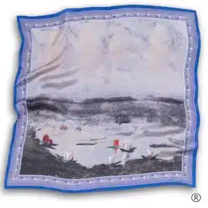 Šilkinė georgette skarelė – „Vakaras“-001