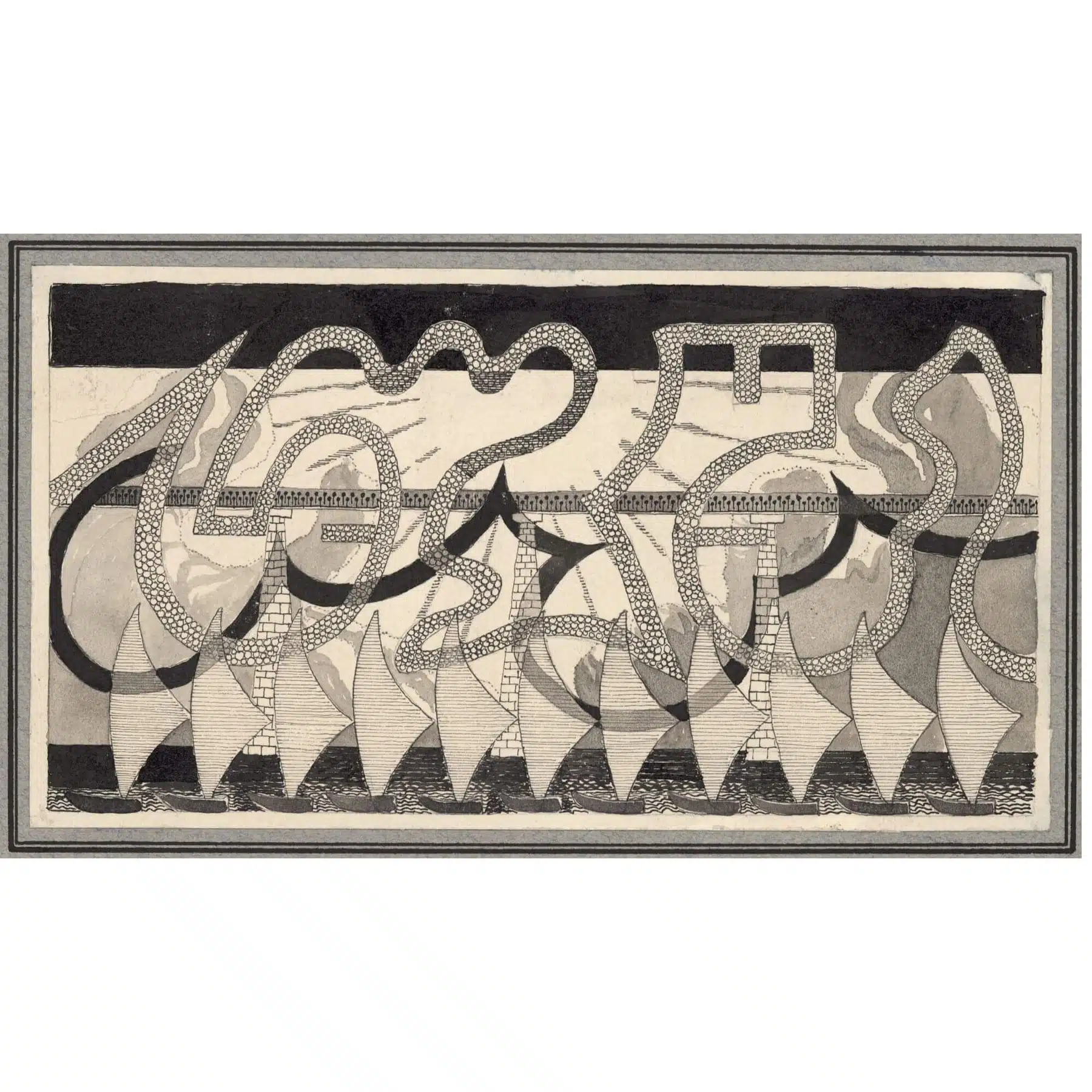 Šilkinė skarelė – „Laiveliai“-003